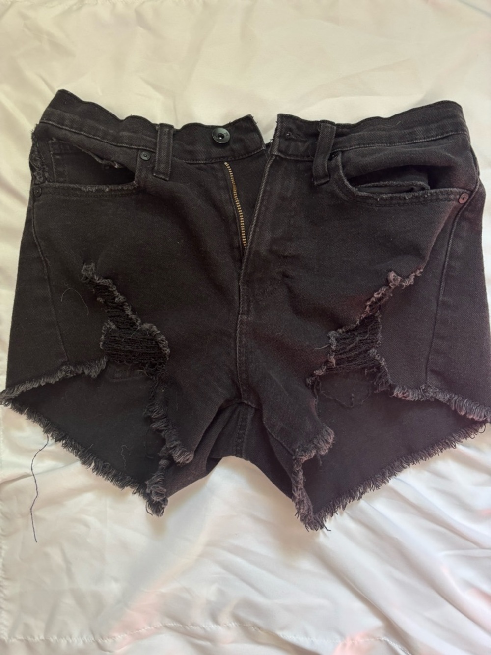 Kendall & Kylie Black Distressed Cutoff Denim Shorts